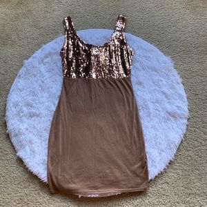 Tan sequins detail at the top dress/shirt